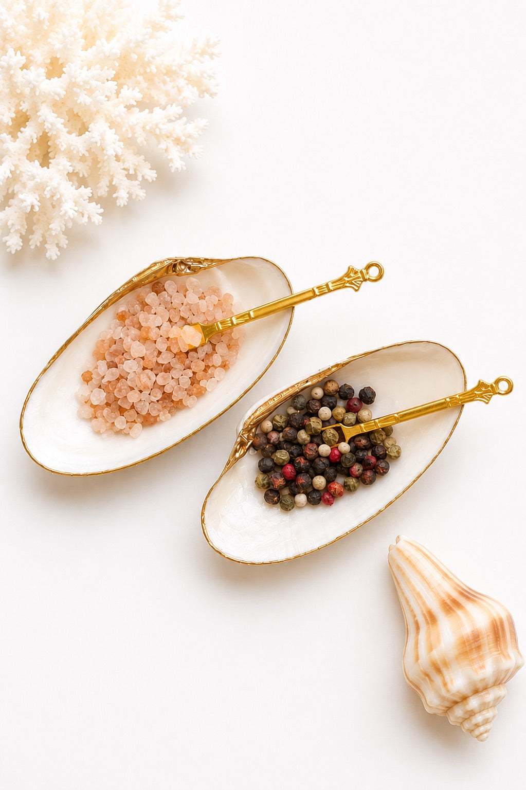 Handcrafted Clam Shell Salt and Pepper Dishes – Beach House Table Decor
