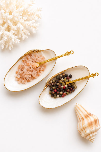 Handcrafted Clam Shell Salt and Pepper Dishes – Beach House Table Decor