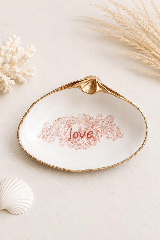 Decoupage Clam Shell Ring Dish – Affirmation Jewelry Tray