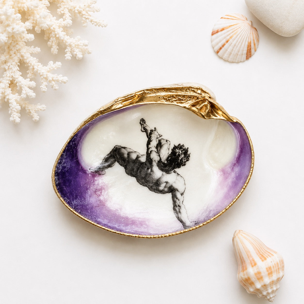 Decoupage Clam Shell Ring Dish – Greek Mythology Phaethon