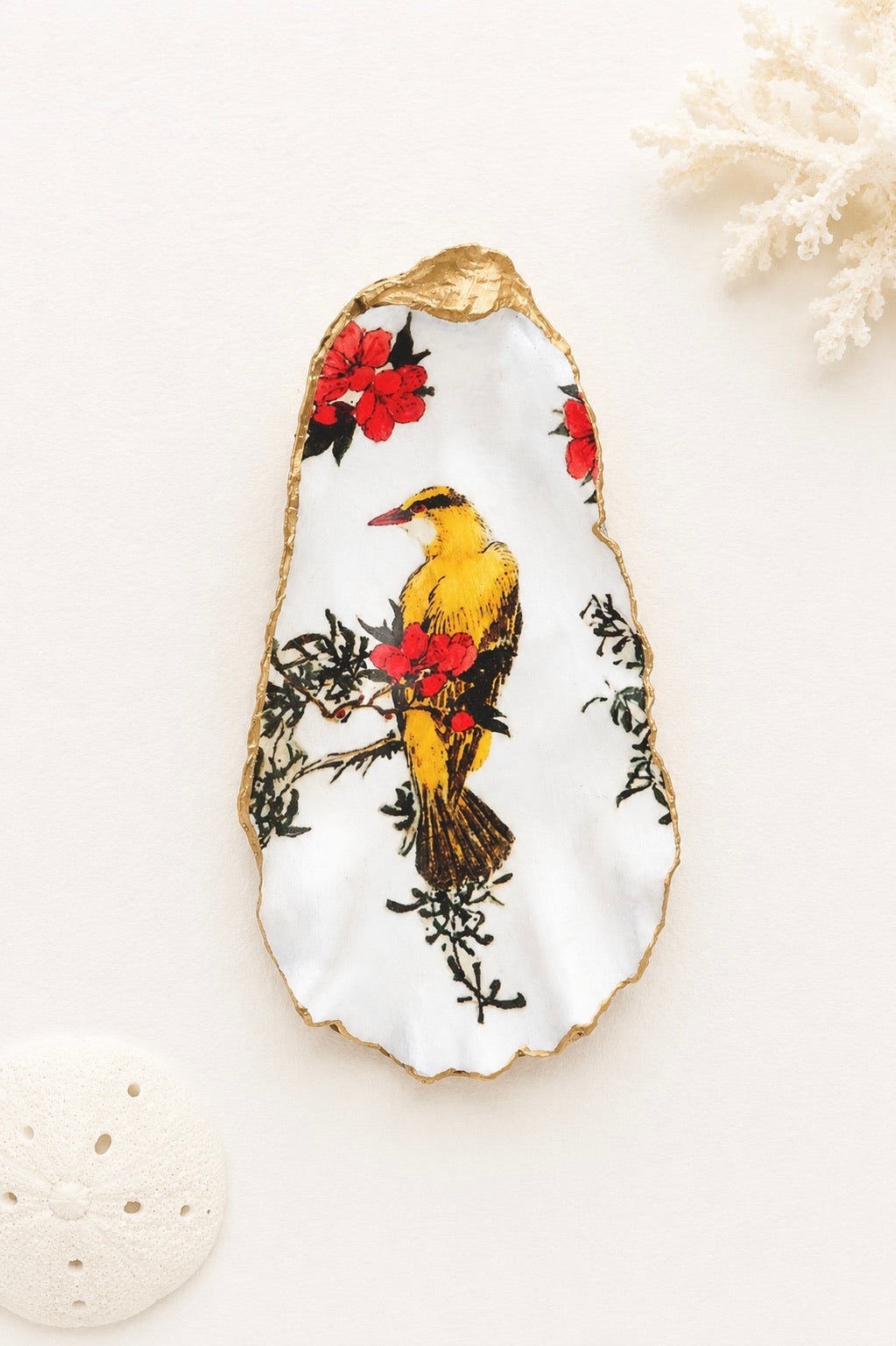 Decoupage Oyster Shell Jewelry Dish – Bird Lover Art