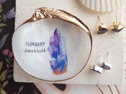 Painted Clam Shell Trinket Dish – Birthstone-Inspired Coastal Decor