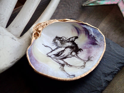 Decoupage Clam Shell Trinket Dish Mythical Griffin Art