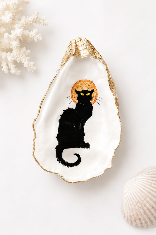 Gilded Oyster Shell Ring Dish – Le Chat Noir Design, Art Nouveau Coastal Decor