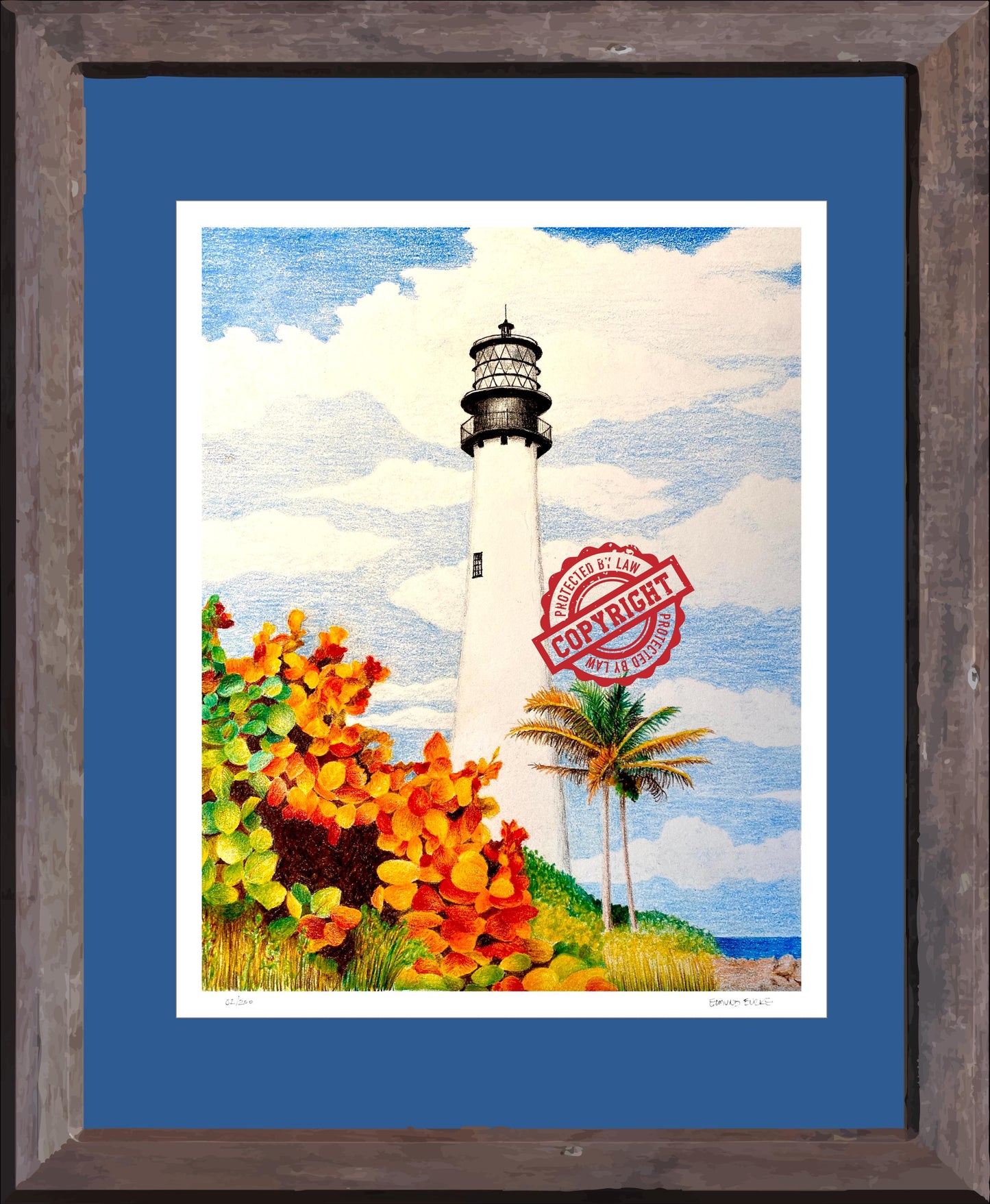 Lighthouse Art, Coastal Wall Decor, Beach Art Prints,Limited Edition Art Prints, Cape Florida Lighthouse, Nautical Gift, Key Biscayne Art