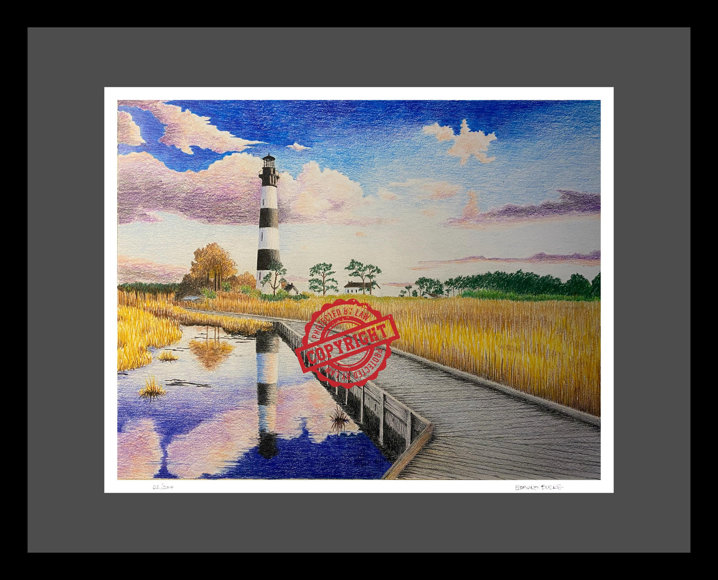 Beach Art Prints, Lighthouse Art, Coastal Wall Decor, North Carolina Art Print, Bodie Island Lighthouse, Outer Banks Art, Nautical Wall Gift
