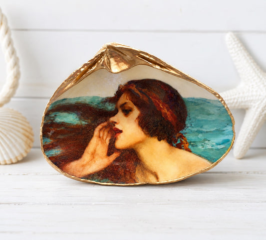 Mermaid Art Decoupage Clam Shell