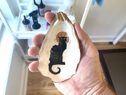 Gilded Oyster Shell Ring Dish – Le Chat Noir Design, Art Nouveau Coastal Decor