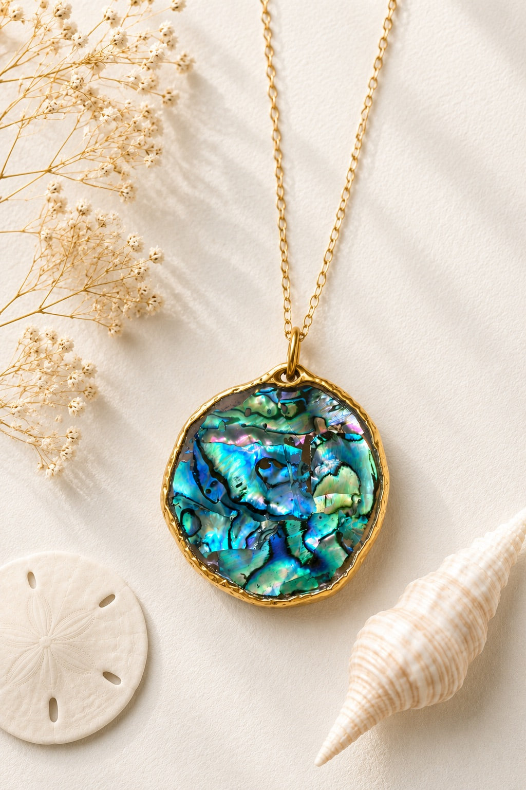 Hand Made Real Seashell Abalone Shell Pendant Necklace