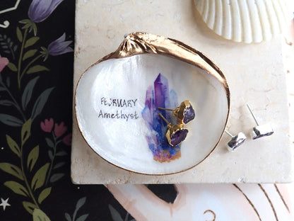 Painted Clam Shell Trinket Dish – Birthstone-Inspired Coastal Decor