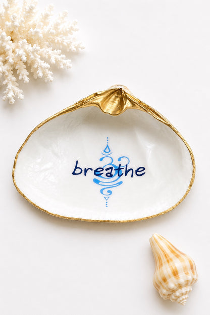 Decoupage Clam Shell Ring Dish – Handcrafted Daily Affirmation Jewelry Holder