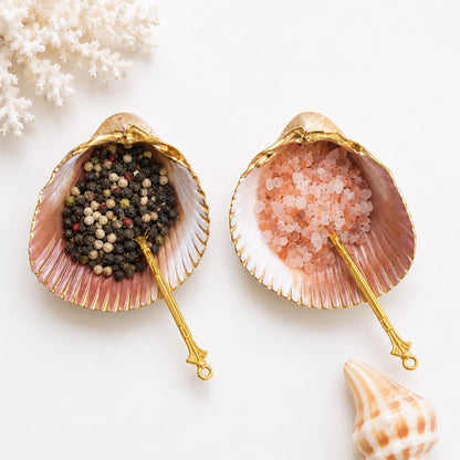 Handcrafted Clam Shell Salt and Pepper Dishes – Beach House Table Decor