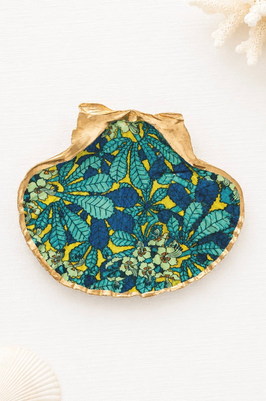 William Morris Scallop Shell Trinket Dish | Botanical Jewelry Tray | Arts & Crafts Decor, Bridal Shower Favor | Botanical Ring Dish