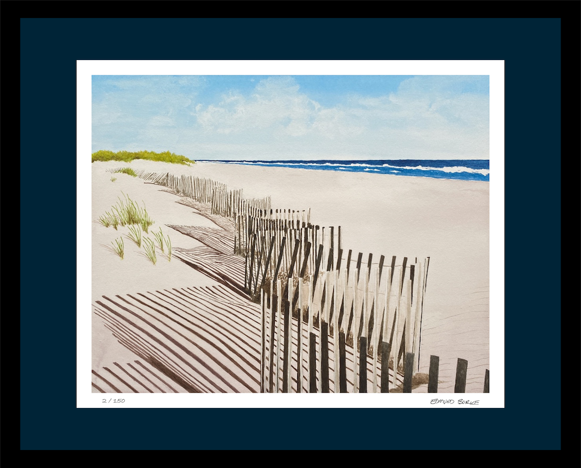 Fire Island Beach Watercolor Print, Coastal Wall Art, Sunny Seascape, Nautical Decor, Ocean Landscape, Hamptons Style Art