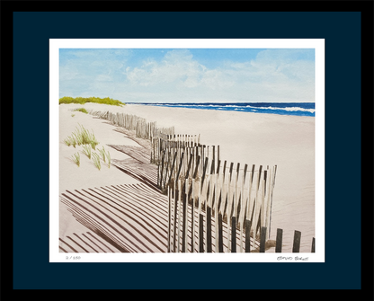 Fire Island Beach Watercolor Print, Coastal Wall Art, Sunny Seascape, Nautical Decor, Ocean Landscape, Hamptons Style Art