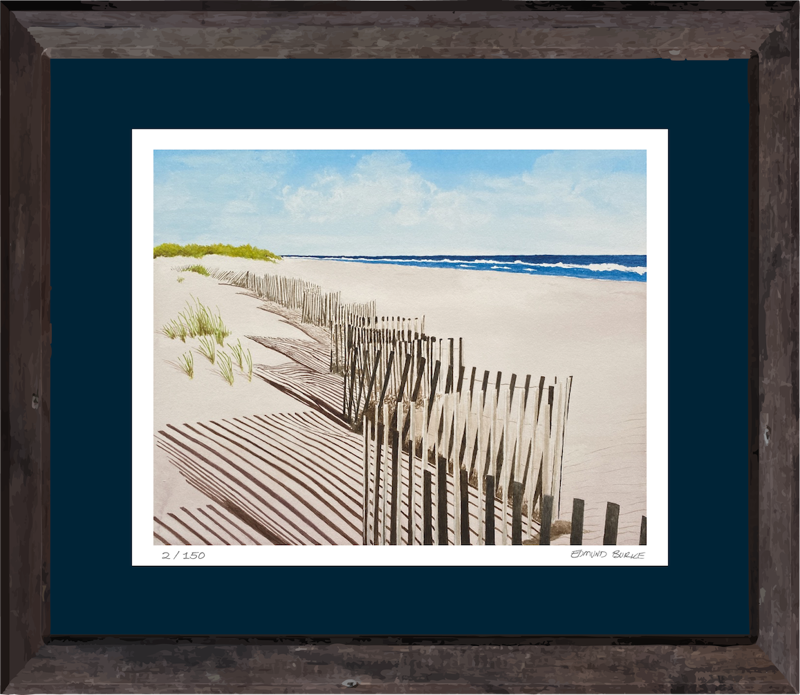 Fire Island Beach Watercolor Print, Coastal Wall Art, Sunny Seascape, Nautical Decor, Ocean Landscape, Hamptons Style Art