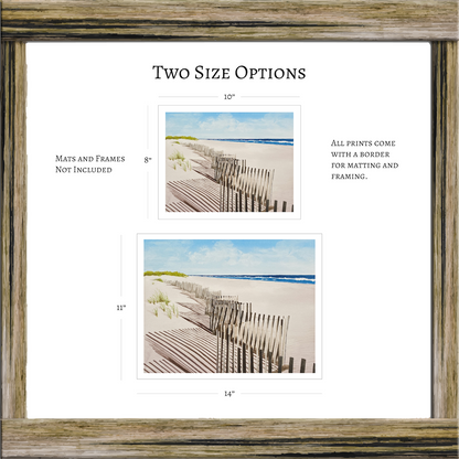 Fire Island Beach Watercolor Print, Coastal Wall Art, Sunny Seascape, Nautical Decor, Ocean Landscape, Hamptons Style Art