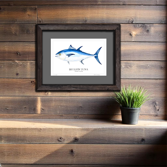 Bluefin Tuna Watercolor Print: Coastal Nautical Wall Art