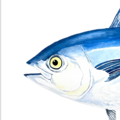 Bluefin Tuna Watercolor Print: Coastal Nautical Wall Art