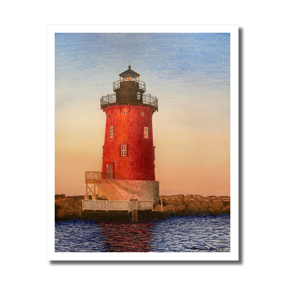 Delaware Lighthouse Watercolor Art, Coastal Wall Decor, Beach House Painting ,Original Art Prints, Nautical Gift