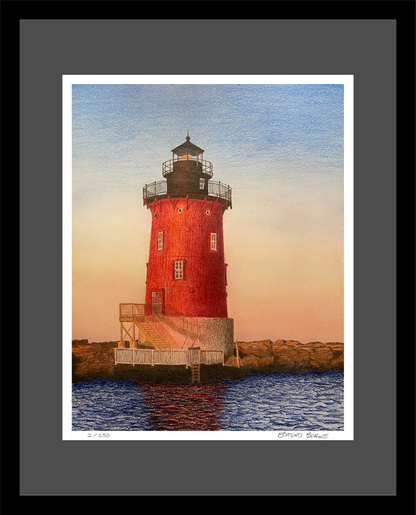 Delaware Lighthouse Watercolor Art, Coastal Wall Decor, Beach House Painting ,Original Artwork Limited Edition Art Prints, Nautical Gift