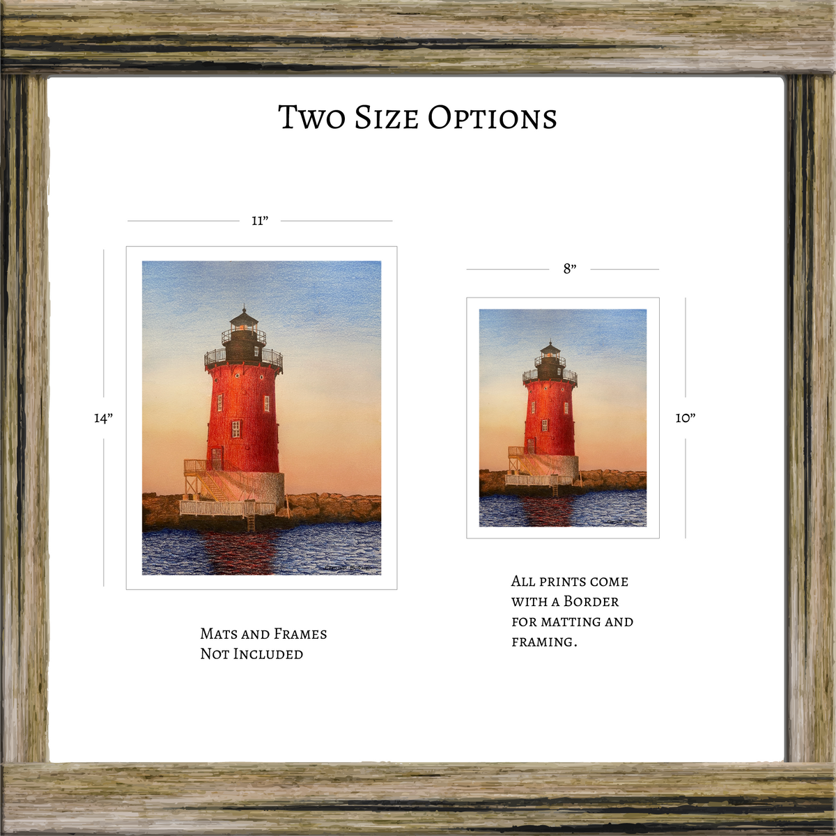 Delaware Lighthouse Watercolor Art, Coastal Wall Decor, Beach House Painting ,Original Art Prints, Nautical Gift