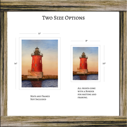 Delaware Lighthouse Watercolor Art, Coastal Wall Decor, Beach House Painting ,Original Art Prints, Nautical Gift