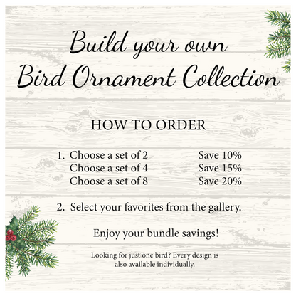 Build Your Own Bird Ornament Collection | Handcrafted Oyster Shell Christmas Ornaments | Personalized Bird Lover Gift | Choose 2, 4 or 8