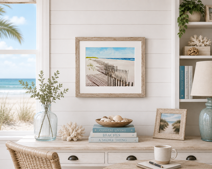 Fire Island Beach Watercolor Print, Coastal Wall Art, Sunny Seascape, Nautical Decor, Ocean Landscape, Hamptons Style Art
