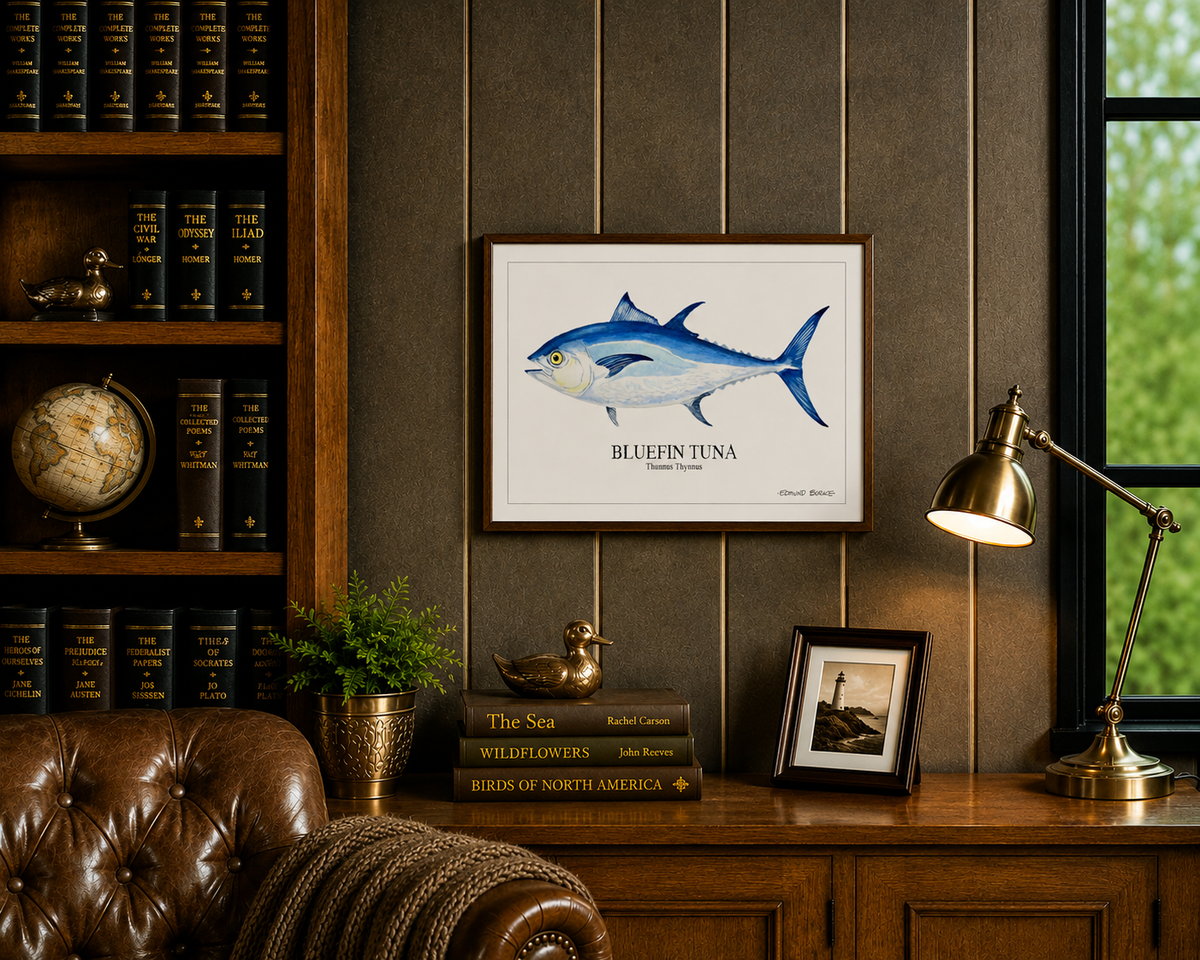 Bluefin Tuna Watercolor Print: Coastal Nautical Wall Art