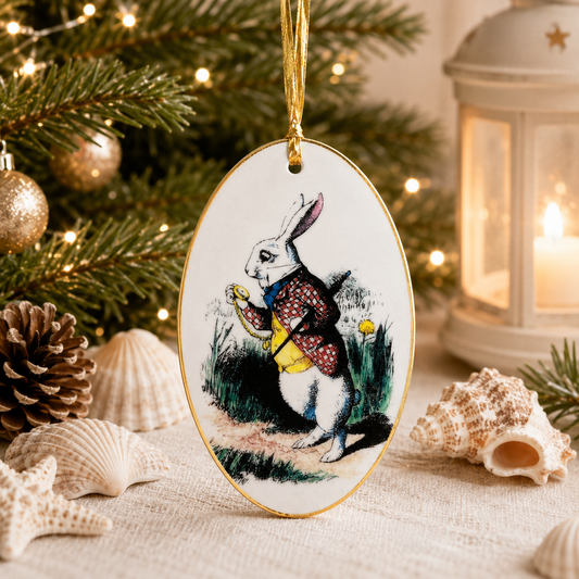 Hand-Colored Decoupage Ornament – Alice in Wonderland Lover Gift, Holiday Decor