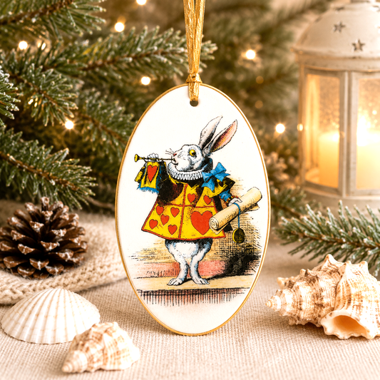 Hand-Colored Decoupage Ornament – Alice in Wonderland Lover Gift, Holiday Decor