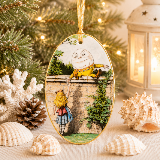 Hand-Colored Decoupage Ornament – Alice in Wonderland Lover Gift, Holiday Decor
