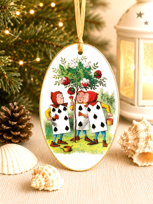 Hand-Colored Decoupage Ornament – Alice in Wonderland Lover Gift, Holiday Decor