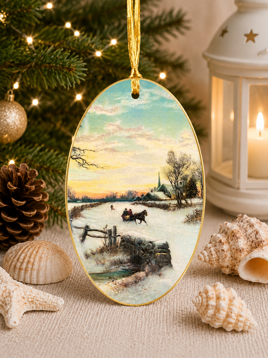 Vintage Winter Scenes Decoupage Holiday Ornaments