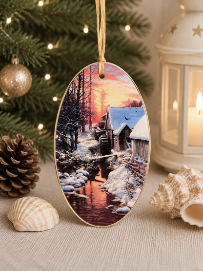 Vintage Winter Scenes Decoupage Holiday Ornaments