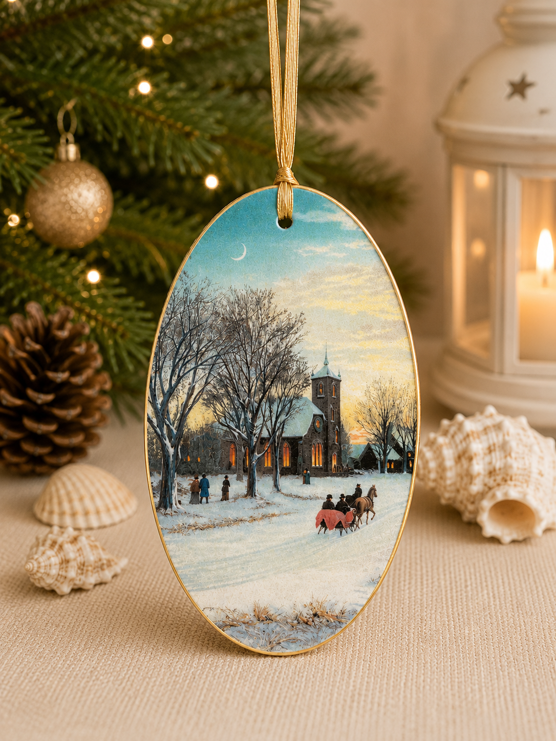 Vintage Winter Scenes Decoupage Holiday Ornaments