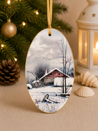 Vintage Winter Scenes Decoupage Holiday Ornaments