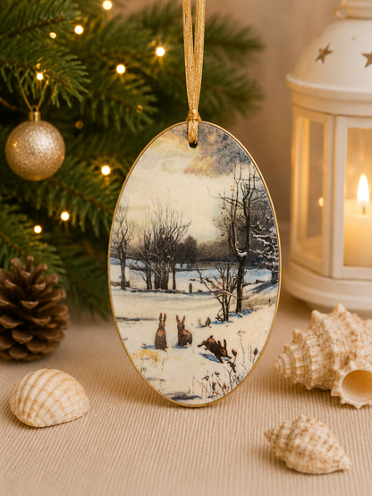 Vintage Winter Scenes Decoupage Holiday Ornaments