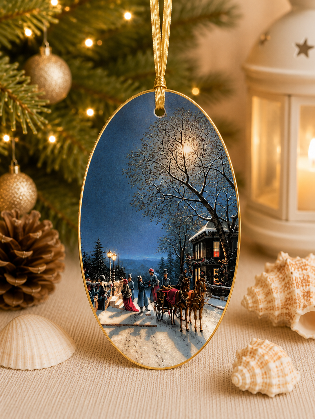 Vintage Winter Scenes Decoupage Holiday Ornaments
