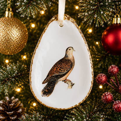 Turtle Dove Oyster Shell Ornament, Turtle Dove Lover Gift, Christmas Keepsake