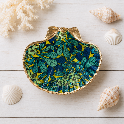 William Morris Scallop Shell Trinket Dish | Botanical Jewelry Tray | Arts & Crafts Decor, Bridal Shower Favor | Botanical Ring Dish