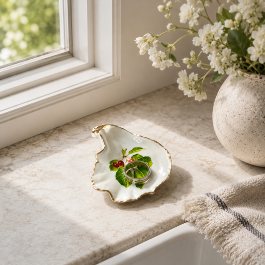 Cherry Botanical Oyster Shell Dish | Vintage Fruit Décor