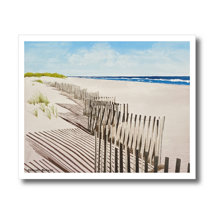 Fire Island Beach Watercolor Print, Coastal Wall Art, Sunny Seascape, Nautical Decor, Ocean Landscape, Hamptons Style Art