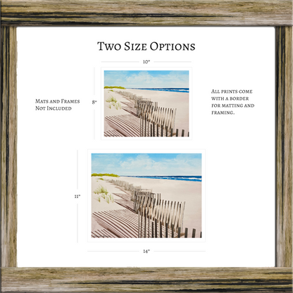 Fire Island Beach Watercolor Print, Coastal Wall Art, Sunny Seascape, Nautical Decor, Ocean Landscape, Hamptons Style Art