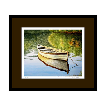 Original Watercolor Print of an old skiff in shallow waters – Coastal Wall Art