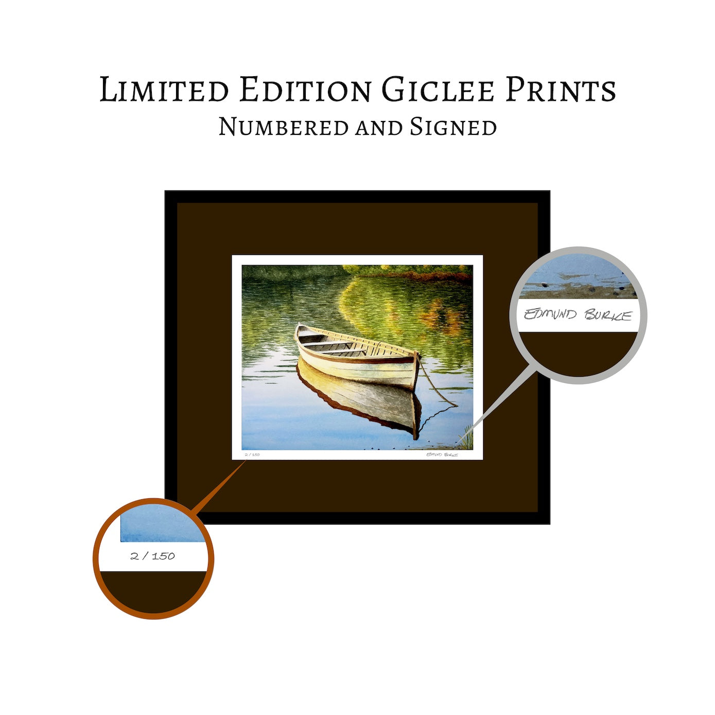 Original Watercolor Print of an old skiff in shallow waters – Coastal Wall Art