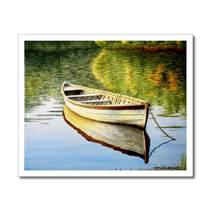 Original Watercolor Print of an old skiff in shallow waters – Coastal Wall Art