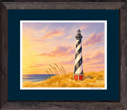 Cape Hatteras Lighthouse Watercolor Print | Original Outer Banks Art | North Carolina Coastal Wall Decor | Nautical Beach House Artwork