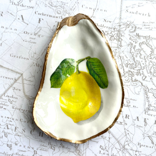 Lemon Botanical Oyster Shell Dish | Fresh Cottage Kitchen Décor